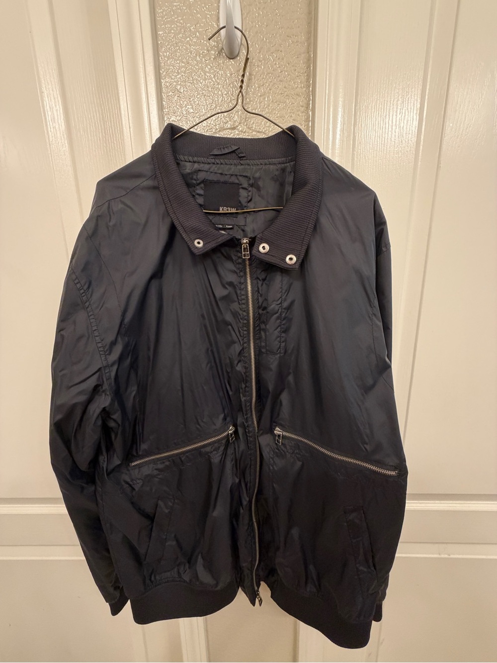 KR3W Black Men's Bomber Jacket with Zippered Pockets